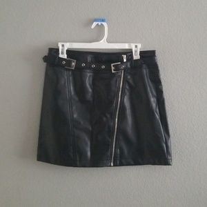 Faux Leather black mini skirt